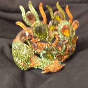 Green and Orange Jeweled Bracelet